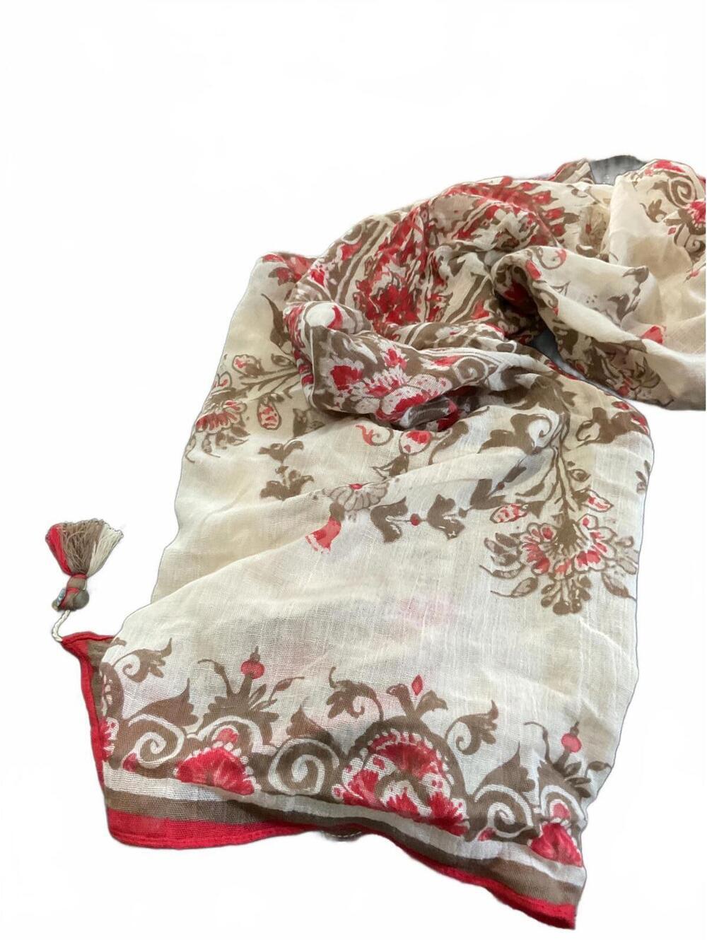 Lightweight Floral Print Women's Scarf /Wrap with Tassels